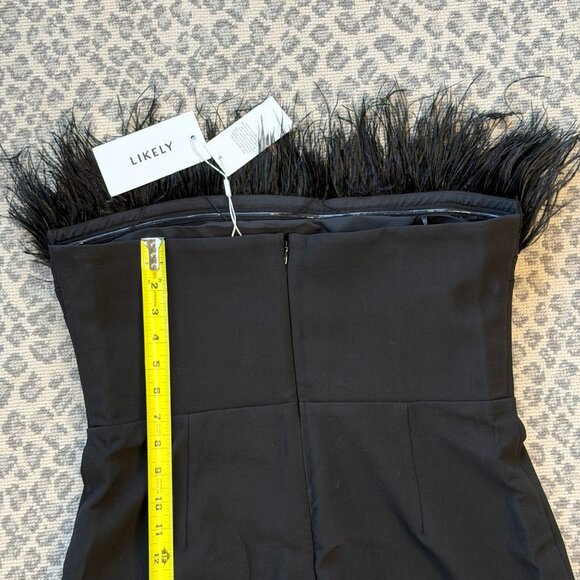 LIKELY DESI JUMPSUIT Black Ostrich Feather Trim NWT - Picture 11 of 12